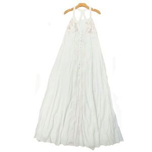 Lulus Dainty Darling Maxi Dress Women Large White Embroidered Open Back Boho